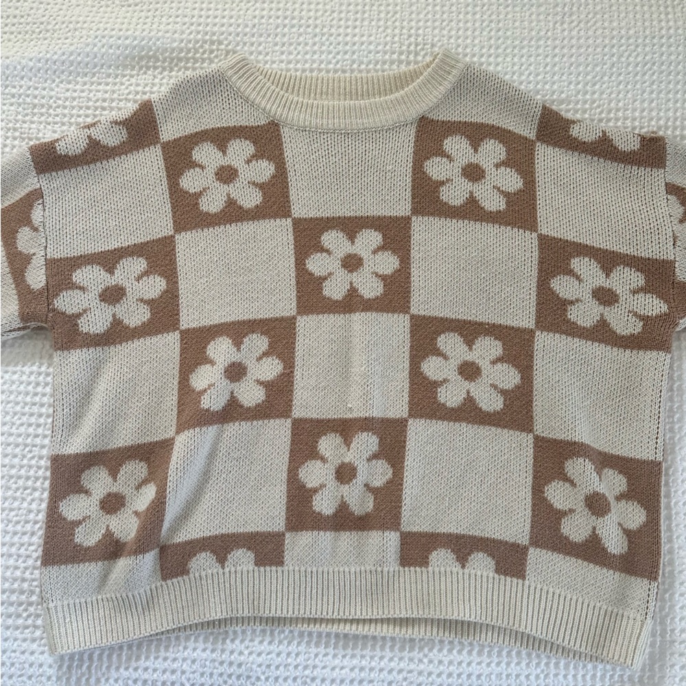 Floral Check Knit Sweater - Picture 2 of 5